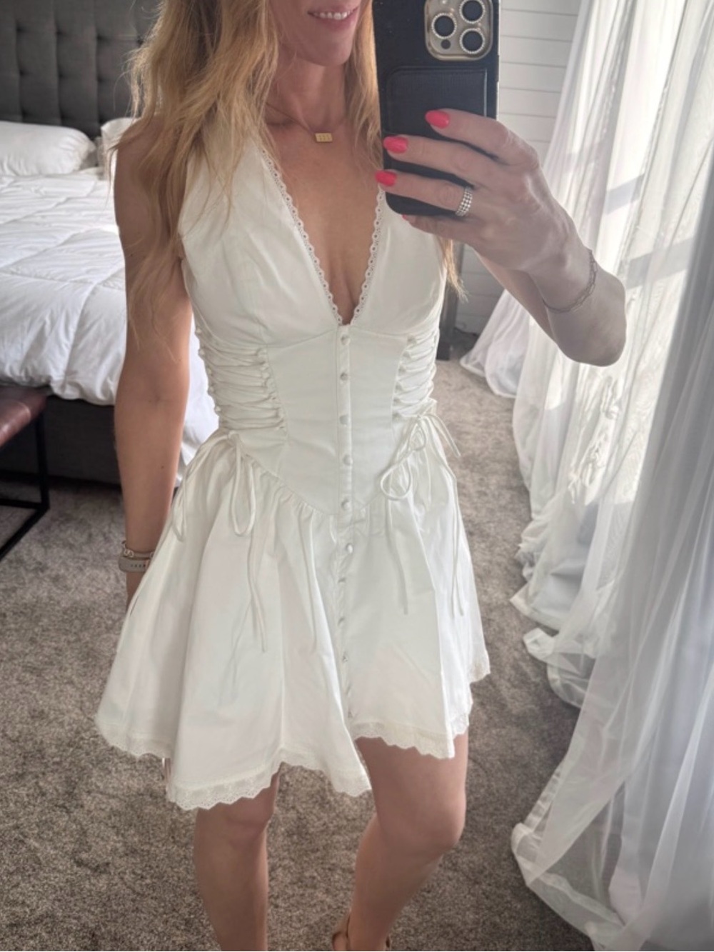 House of CB Rosalina White Lace-Trim Corset Mini Dress - Picture 11 of 12
